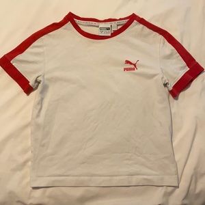 Red and White Puma top
